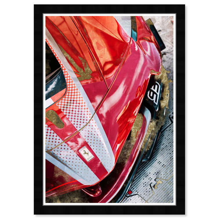 Ebern Designs Red Race Car Picture Frame Graphic Art Wayfair